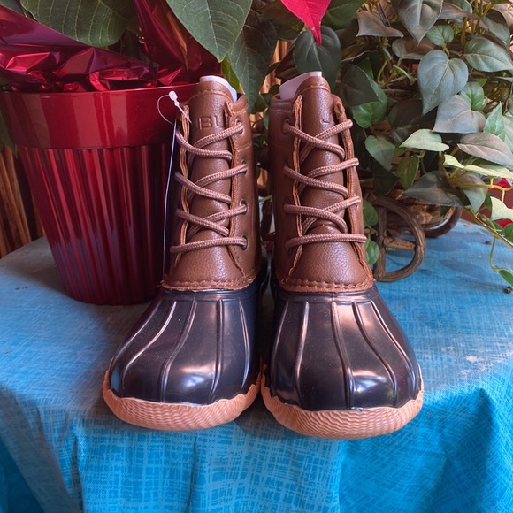 Duck boots waterproof Navy and Tan - Picture 4 of 5